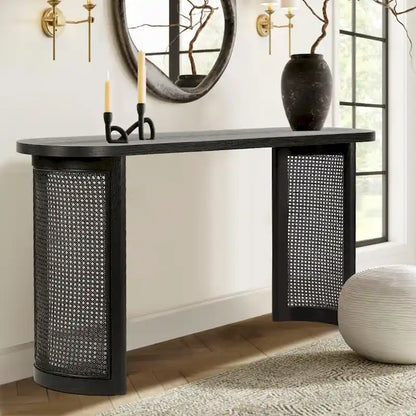 60  Solid Rattan Console Table