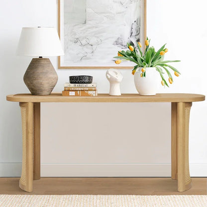 60  Solid Rattan Console Table