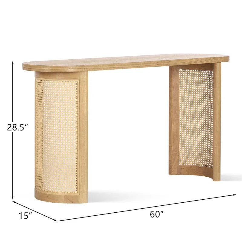 60  Solid Rattan Console Table