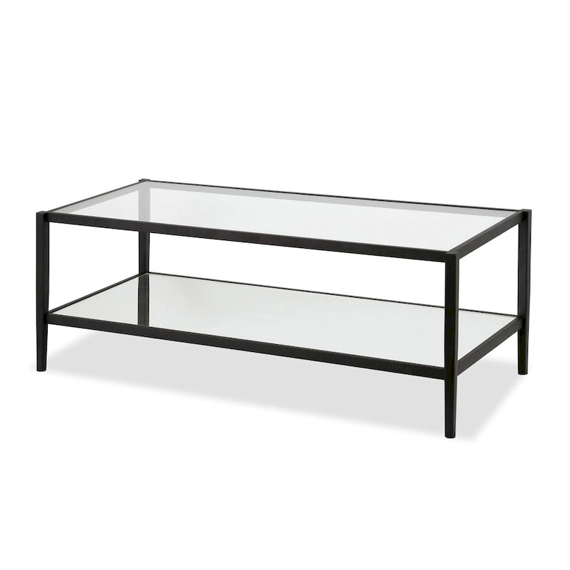 Hera 45  Wide Rectangular Coffee Table with Mirror Shelf
