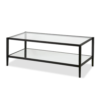 Hera 45  Wide Rectangular Coffee Table with Mirror Shelf