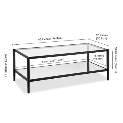 Hera 45  Wide Rectangular Coffee Table with Mirror Shelf