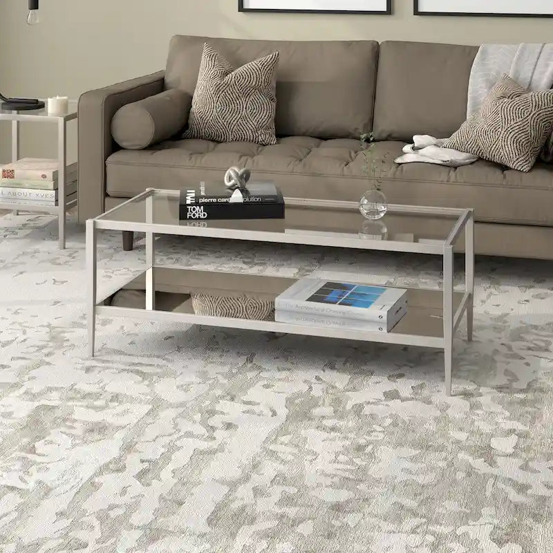 Hera 45  Wide Rectangular Coffee Table with Mirror Shelf