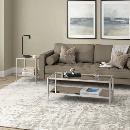 Hera 45  Wide Rectangular Coffee Table with Mirror Shelf