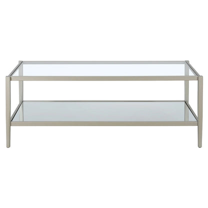 Hera 45  Wide Rectangular Coffee Table with Mirror Shelf