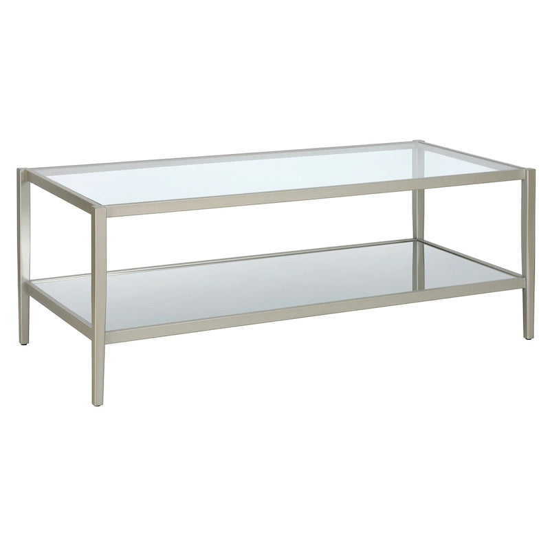 Hera 45  Wide Rectangular Coffee Table with Mirror Shelf