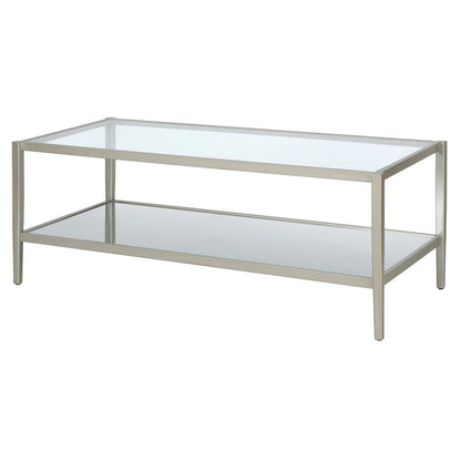 Hera 45  Wide Rectangular Coffee Table with Mirror Shelf