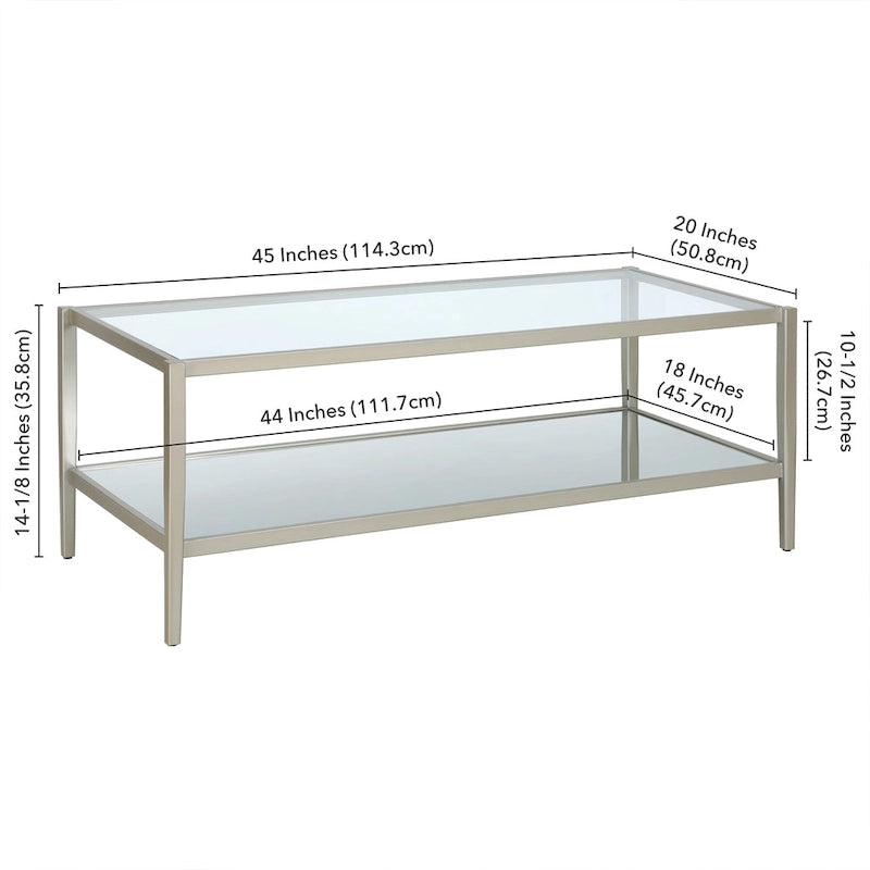 Hera 45  Wide Rectangular Coffee Table with Mirror Shelf