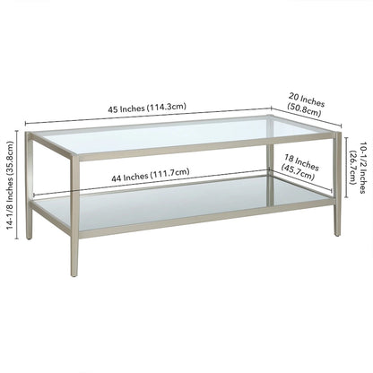 Hera 45  Wide Rectangular Coffee Table with Mirror Shelf