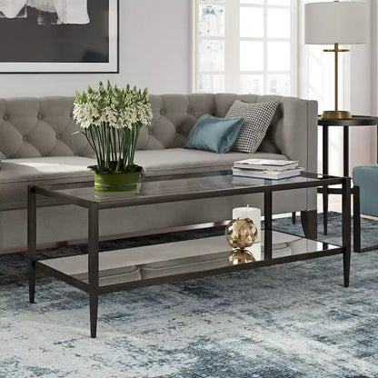 Hera 45  Wide Rectangular Coffee Table with Mirror Shelf