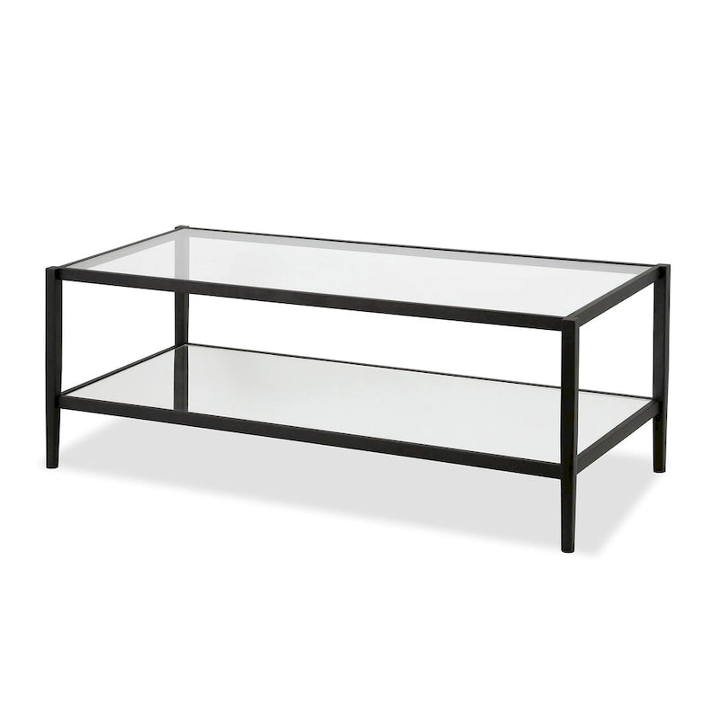 Hera 45  Wide Rectangular Coffee Table with Mirror Shelf