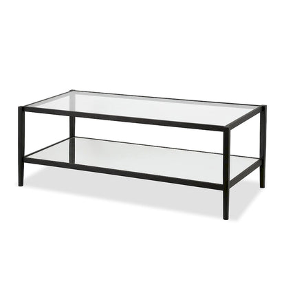 Hera 45  Wide Rectangular Coffee Table with Mirror Shelf