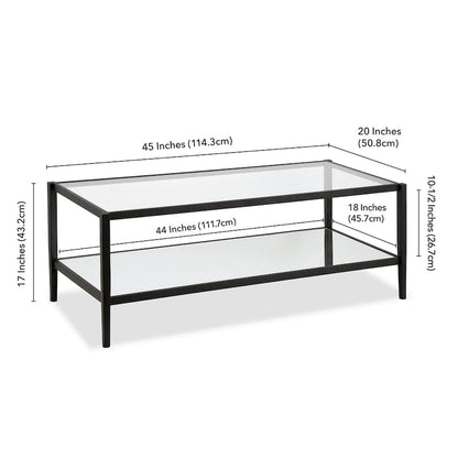 Hera 45  Wide Rectangular Coffee Table with Mirror Shelf