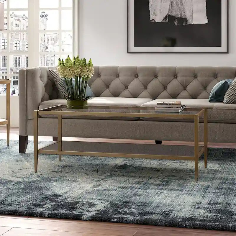 Hera 45  Wide Rectangular Coffee Table with Mirror Shelf