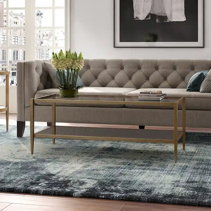 Hera 45  Wide Rectangular Coffee Table with Mirror Shelf