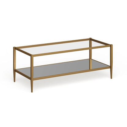 Hera 45  Wide Rectangular Coffee Table with Mirror Shelf