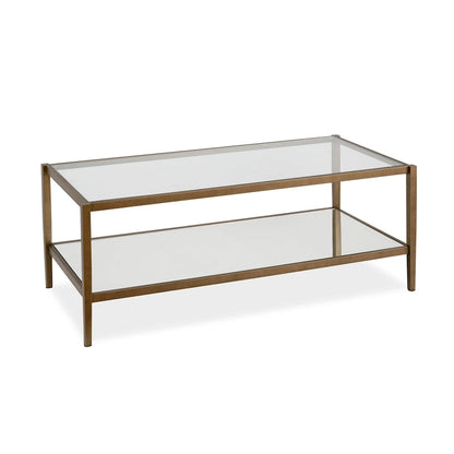 Hera 45  Wide Rectangular Coffee Table with Mirror Shelf