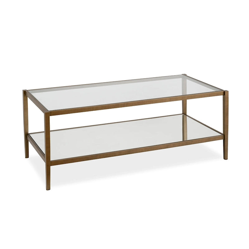 Hera 45  Wide Rectangular Coffee Table with Mirror Shelf