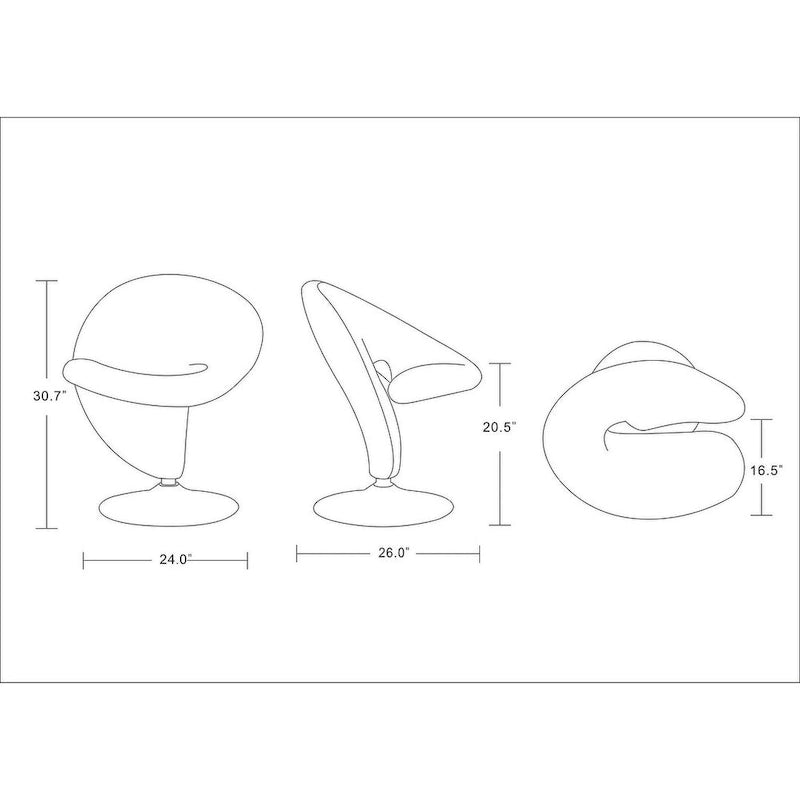 Manhattan Comfort Curl Chrome Wool Blend Swivel Accent Chair (Set of 2)