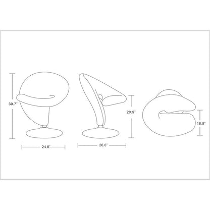 Manhattan Comfort Curl Chrome Wool Blend Swivel Accent Chair (Set of 2)