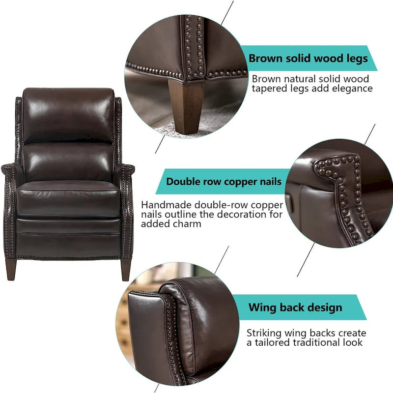 Hekkin Genuine Leather Power Recliner with Adjustable Headrest and USB Port Ultra-Comfy Living Room Seating