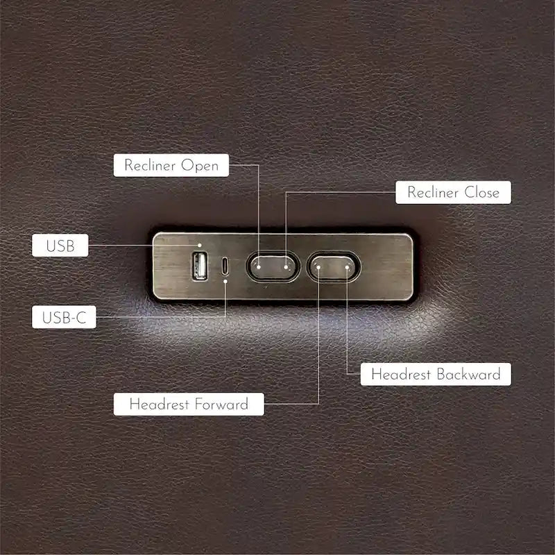 Hekkin Genuine Leather Power Recliner with Adjustable Headrest and USB Port Ultra-Comfy Living Room Seating