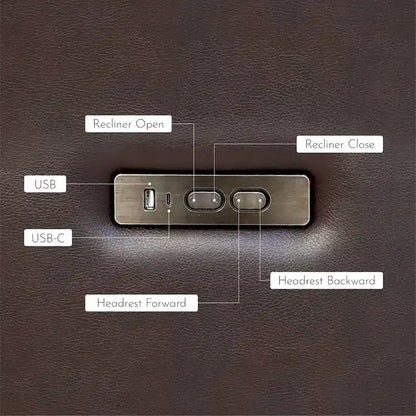 Hekkin Genuine Leather Power Recliner with Adjustable Headrest and USB Port Ultra-Comfy Living Room Seating