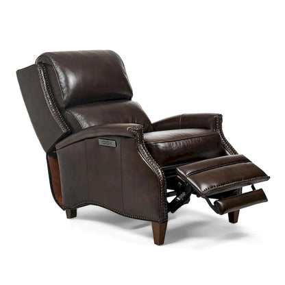 Hekkin Genuine Leather Power Recliner with Adjustable Headrest and USB Port Ultra-Comfy Living Room Seating