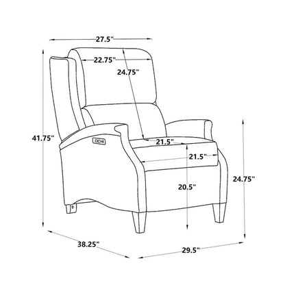 Hekkin Genuine Leather Power Recliner with Adjustable Headrest and USB Port Ultra-Comfy Living Room Seating