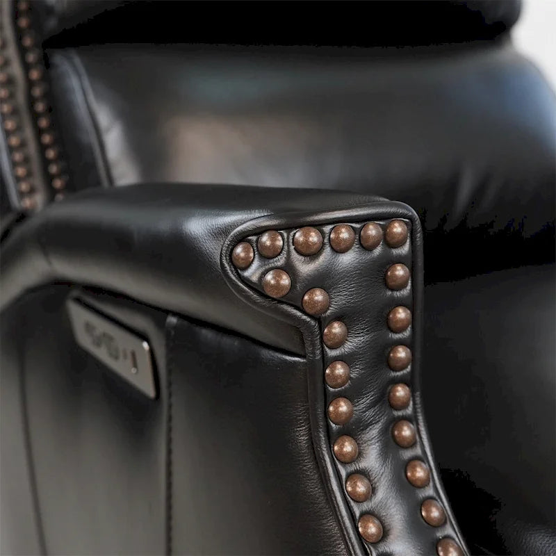 Hekkin Genuine Leather Power Recliner with Adjustable Headrest and USB Port Ultra-Comfy Living Room Seating