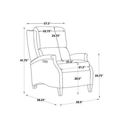 Hekkin Genuine Leather Power Recliner with Adjustable Headrest and USB Port Ultra-Comfy Living Room Seating