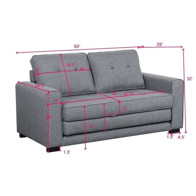 Daisy Modern Fabric Loveseat and Sofa Bed