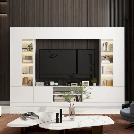 Wall Unit TV Stand with Bookshelves for TVs up to 70 , Modern Console