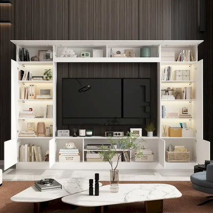 Wall Unit TV Stand with Bookshelves for TVs up to 70 , Modern Console