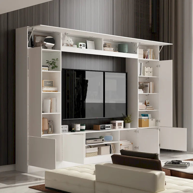 Wall Unit TV Stand with Bookshelves for TVs up to 70 , Modern Console