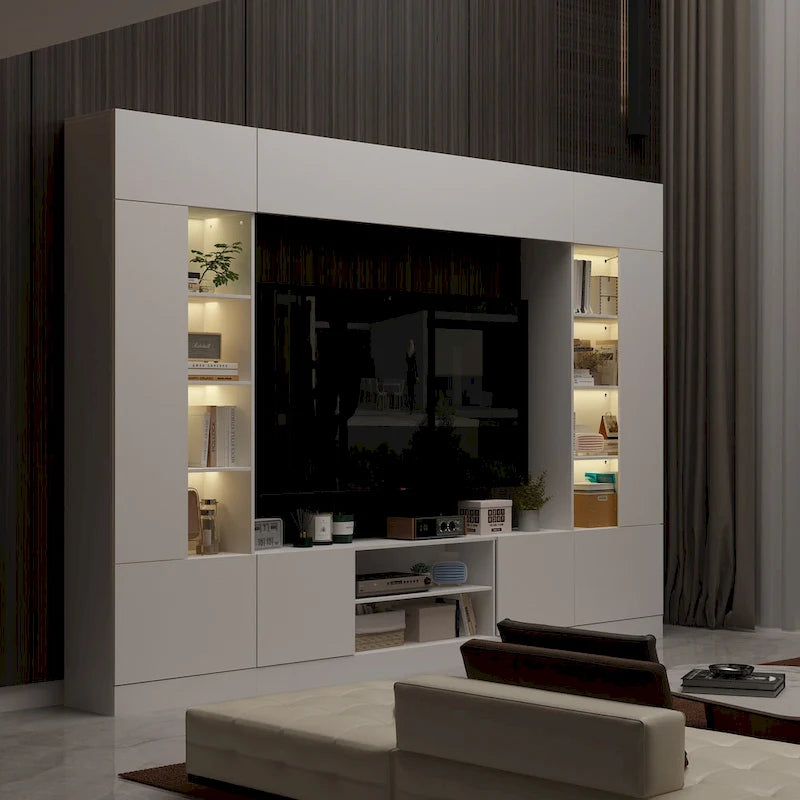 Wall Unit TV Stand with Bookshelves for TVs up to 70 , Modern Console