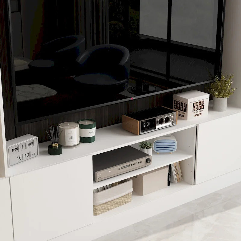 Wall Unit TV Stand with Bookshelves for TVs up to 70 , Modern Console