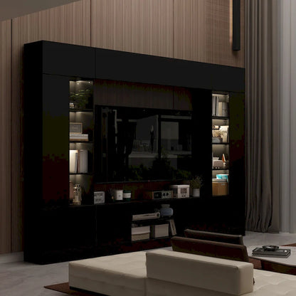 Wall Unit TV Stand with Bookshelves for TVs up to 70 , Modern Console