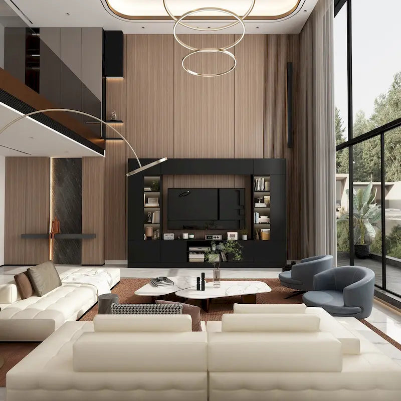 Wall Unit TV Stand with Bookshelves for TVs up to 70 , Modern Console