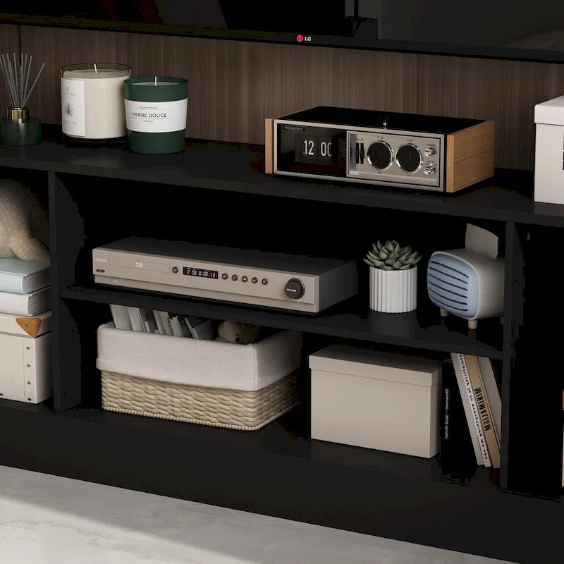 Wall Unit TV Stand with Bookshelves for TVs up to 70 , Modern Console