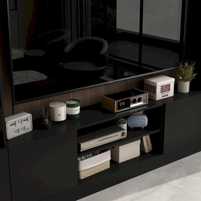 Wall Unit TV Stand with Bookshelves for TVs up to 70 , Modern Console