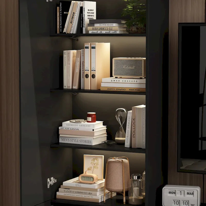 Wall Unit TV Stand with Bookshelves for TVs up to 70 , Modern Console