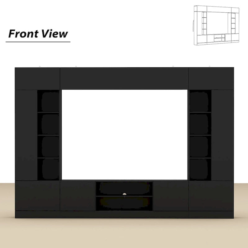 Wall Unit TV Stand with Bookshelves for TVs up to 70 , Modern Console