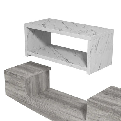 DH BASIC Contemporary 63-inch 1-Shelf Floating TV Console with Drawer and Lift-top Storage by Denhour