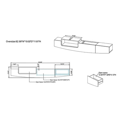 DH BASIC Contemporary 63-inch 1-Shelf Floating TV Console with Drawer and Lift-top Storage by Denhour