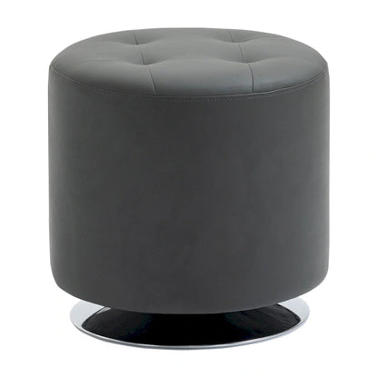 HOMCOM 360-deg Swivel Foot Stool Round PU Ottoman with Thick Sponge Padding and Solid Steel Base