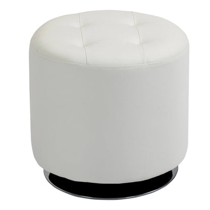 HOMCOM 360-deg Swivel Foot Stool Round PU Ottoman with Thick Sponge Padding and Solid Steel Base