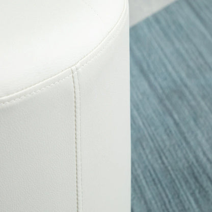 HOMCOM 360-deg Swivel Foot Stool Round PU Ottoman with Thick Sponge Padding and Solid Steel Base