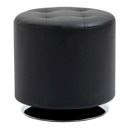 HOMCOM 360-deg Swivel Foot Stool Round PU Ottoman with Thick Sponge Padding and Solid Steel Base