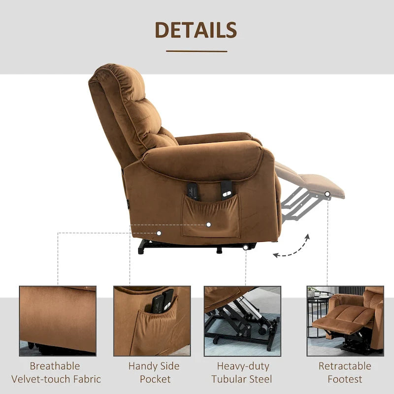 HOMCOM Electric Power Lift Recliner, Upholstered Vibration Massage Chair with Remote Control